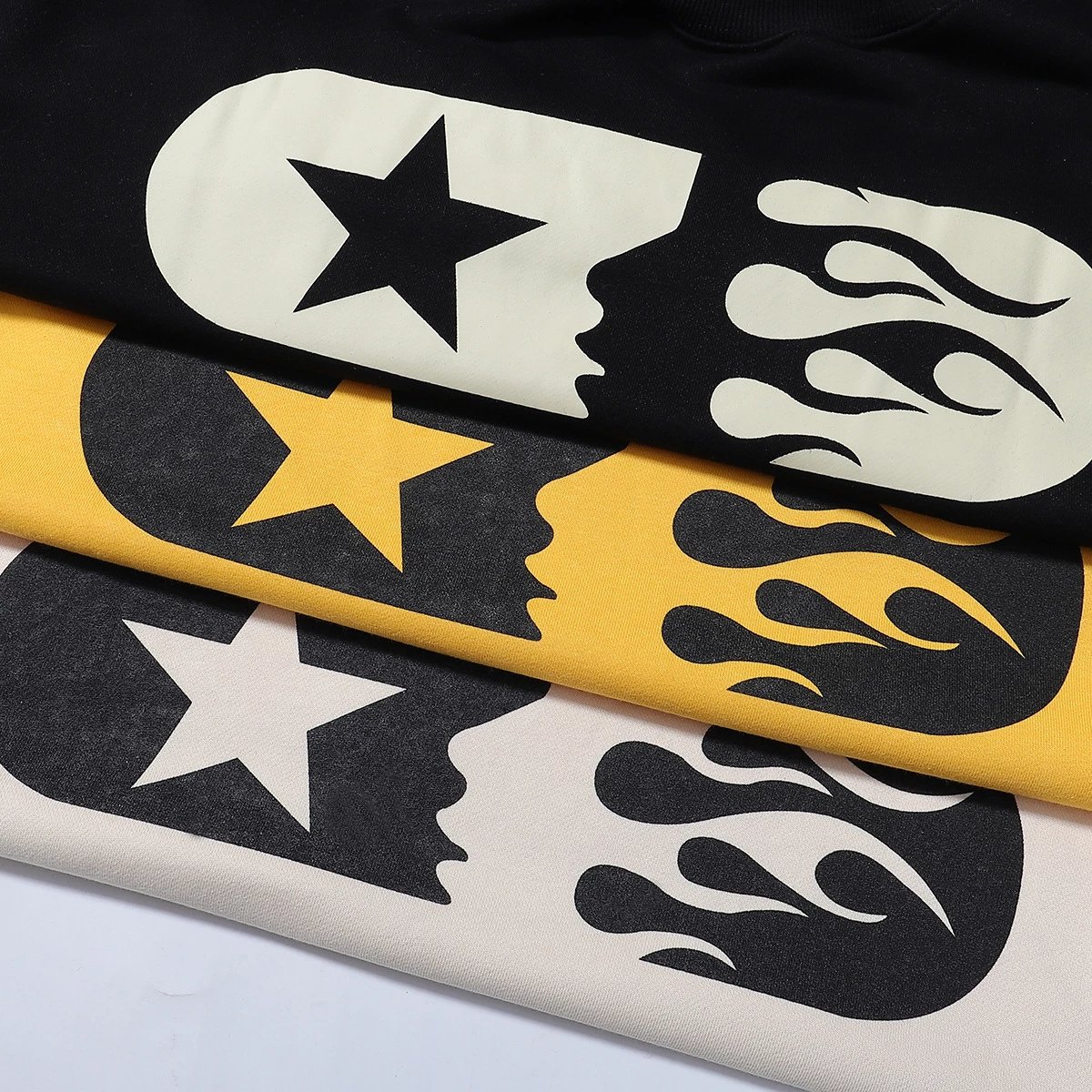 Design Flame Print Yellow Sweatpants - 17