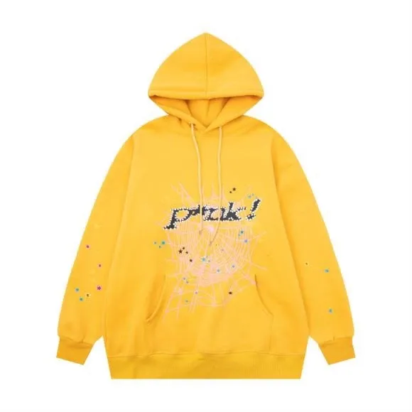 Design Spider Web Graphic Hoodie Yellow - 1