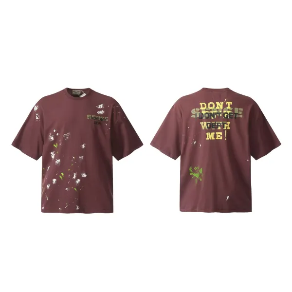 Gallery Dept Don't Get Depth Me Burgundy Splatter Print T-Shirt - 1