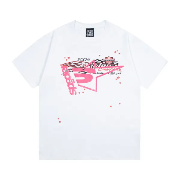 SP5DER 2008 Bike Week Graphic Print White T-Shirt - 8