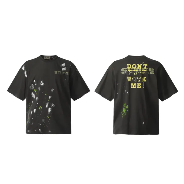Gallery Dept Don't Wep Me Black Splatter Print T-Shirt - 1