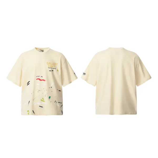 Gallery Dept Paint Splatter Cream T-Shirt - 1