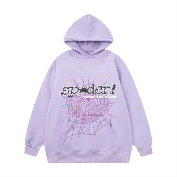 Spider! Spider Web Graphic Hoodie Lavender - 1
