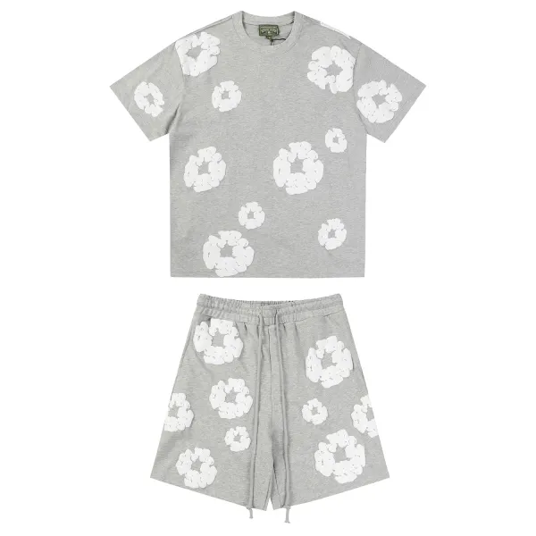Saint Tears Floral Print Sweat Shorts Gray - 14