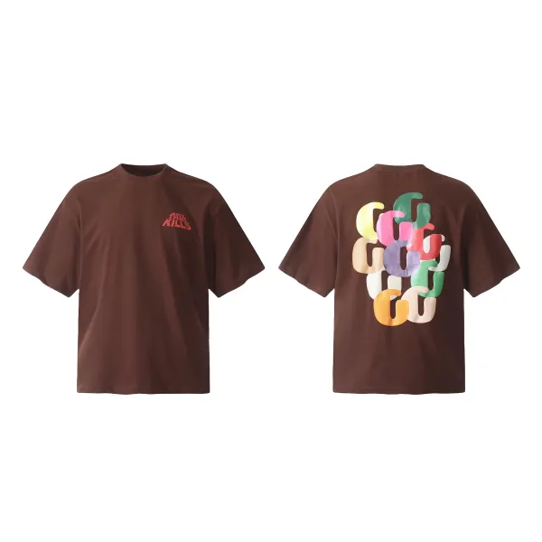 Art That Kills Abstract Graphic Brown T-Shirt - 1