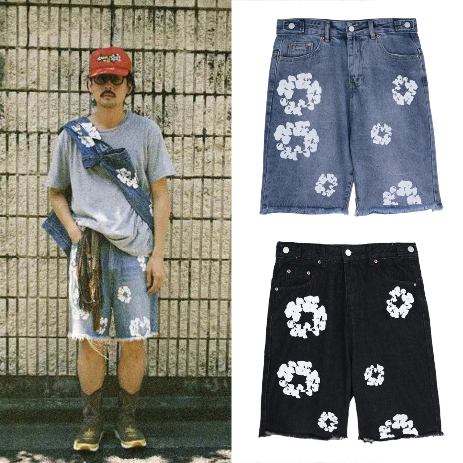Floral-Print Denim Shorts LitBuy spreadsheet find
