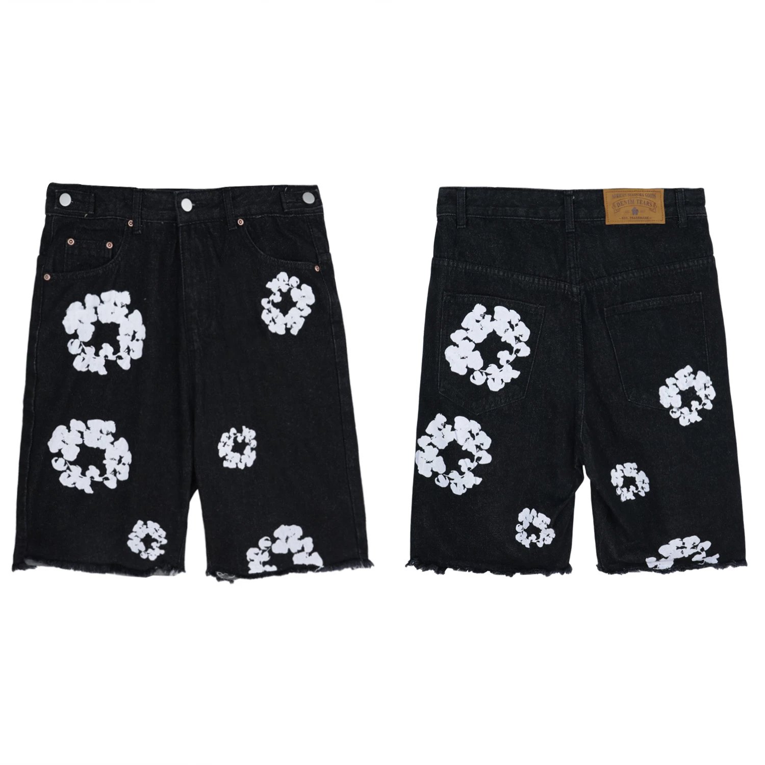 Off-White Circular Print White Denim Shorts - 5