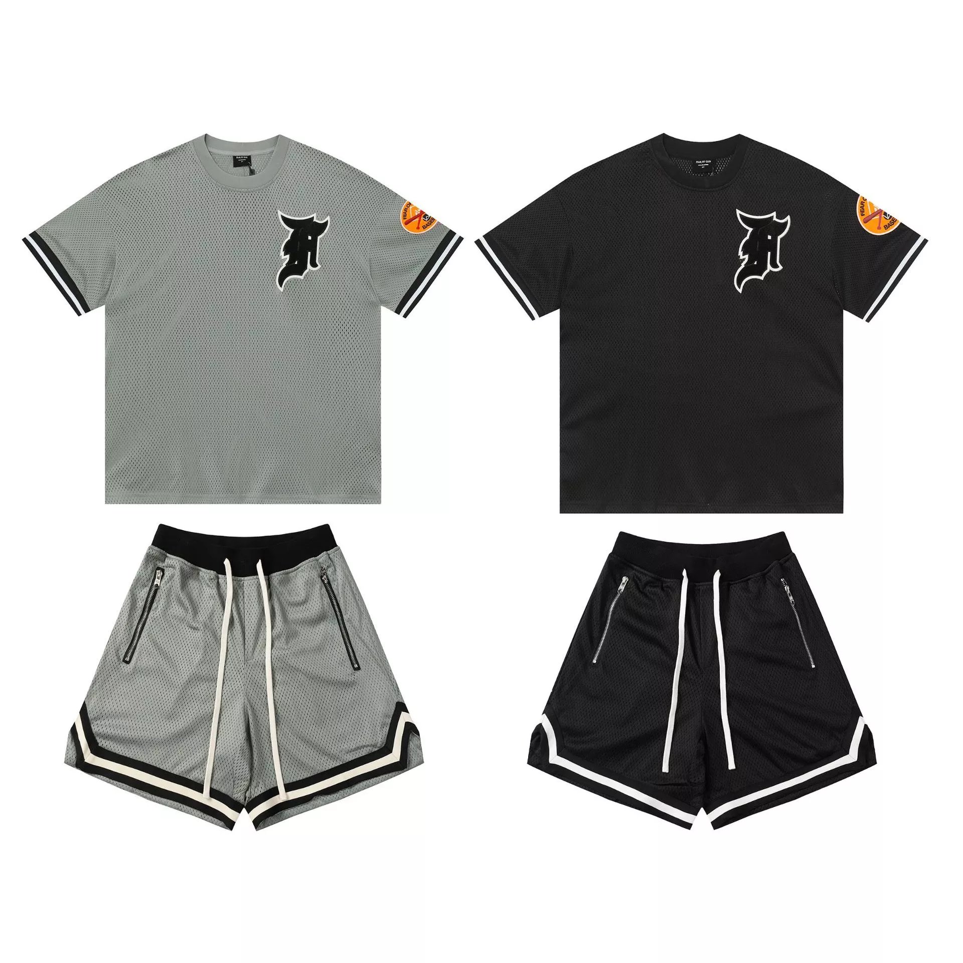 Mesh Pullover T-Shirt and Basketball Shorts Set