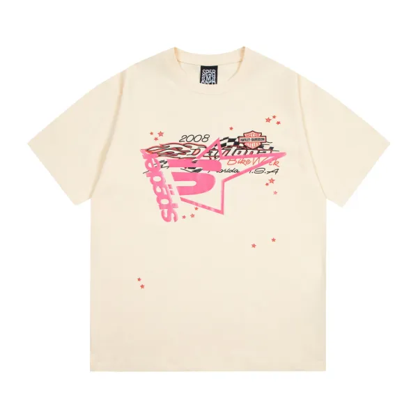 SP5DER 2008 Bike Week Graphic Print White T-Shirt - 9
