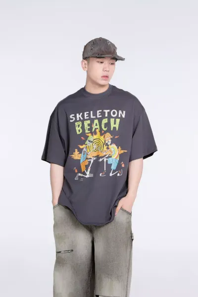 Gallery Dept Skeleton Beach Graphic T-Shirt Charcoal Gray - 12
