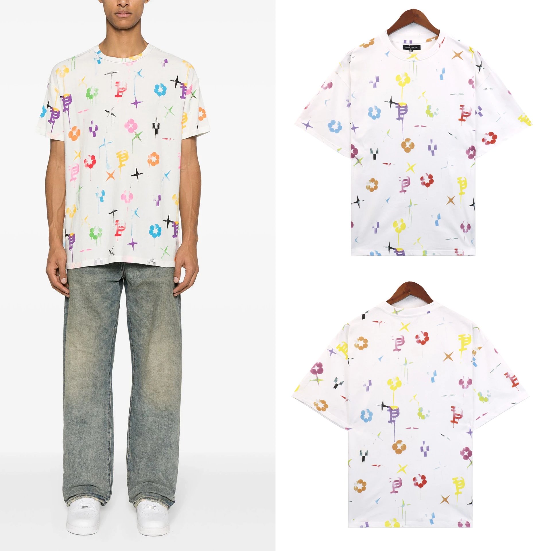 Purple Brand Logo Splatter T-Shirt