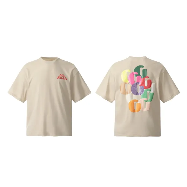 Art That Kills Abstract Graphic Beige T-Shirt - 1