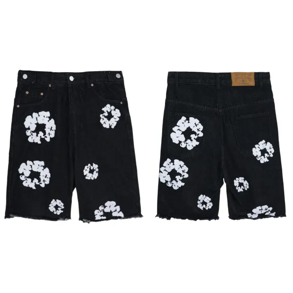 Denim Tears x Unknown Artist Floral-Print Black Denim Shorts - 1