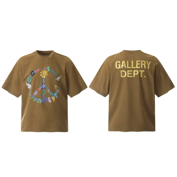 Gallery Dept Peace Sign Graphic T-Shirt Olive - 1