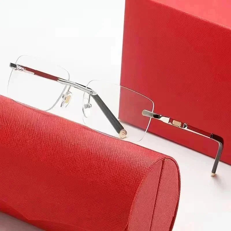 Cartier C Décor Rectangle-Frame Metal Eyeglasses Silver Black Clear (CT0287O)