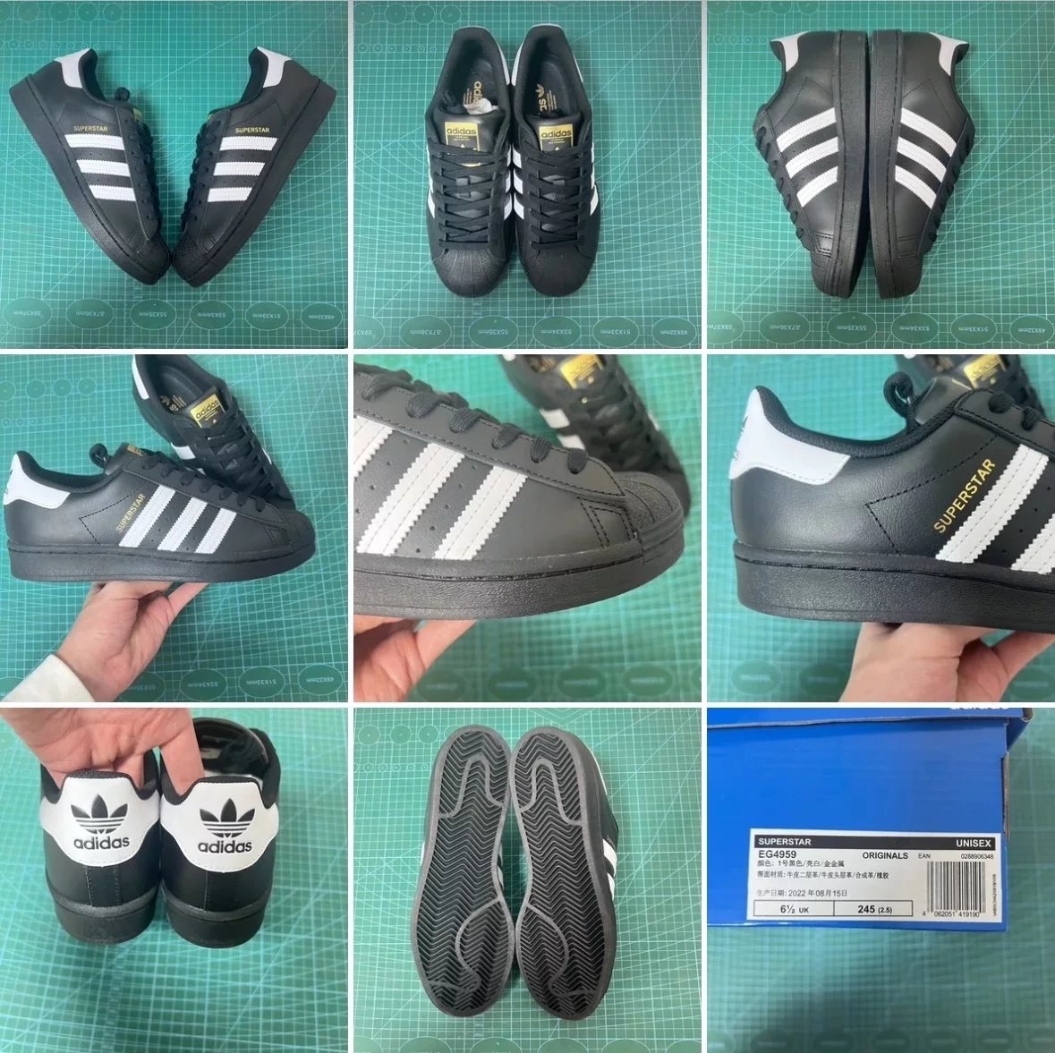 Shell Toe Black White Gold EG4959