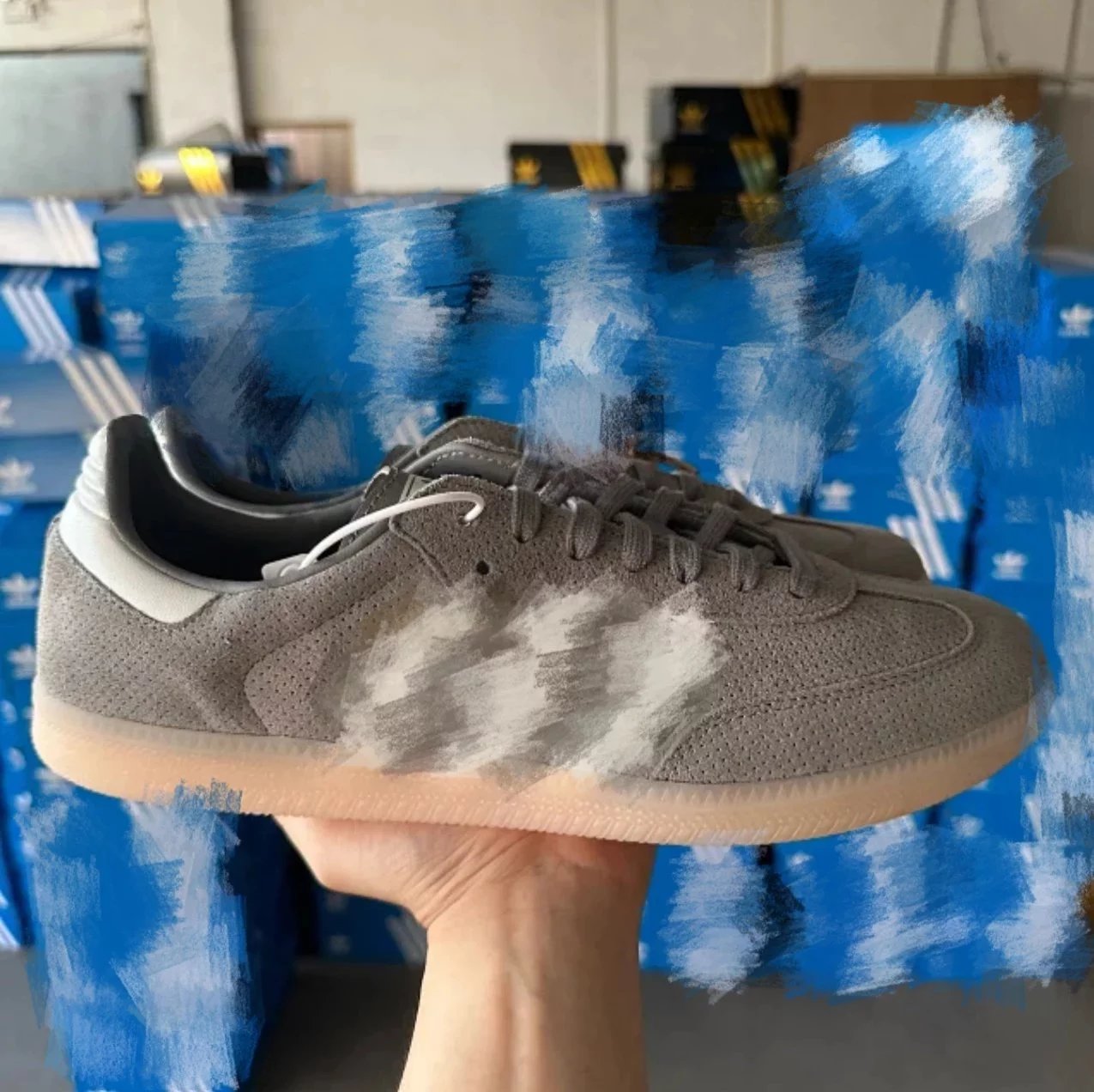 Gray White (Suede + Pig Suede) HP7905