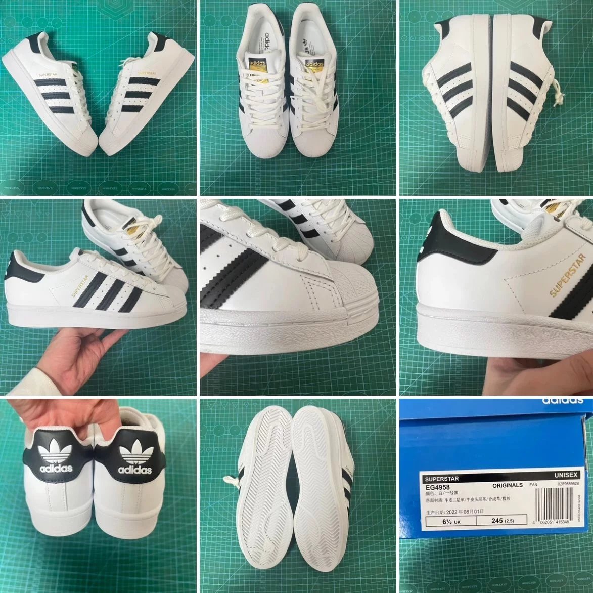 Shell Toe White Black Gold EG4958