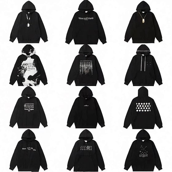 Margiela Calendar Print Letter Embroidery Splash Ink Hoodie Unisex Loose Crewneck Sweatshirt Couple Matching Trendy Streetwear