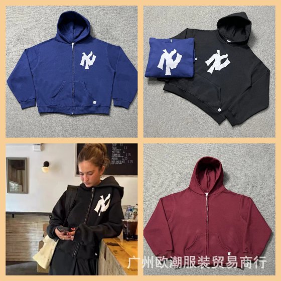 AK Europe and America Cross border Trade 2024 Autumn/Winter Europe and America Cross border Simple Letter Printing with Velvet Hoodie Top Trend
