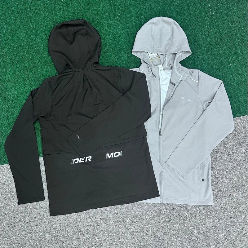 Men's Hooded Ice Silk Zip-Up Jacket - Lightweight, Windproof, Quick-Dry, Breathable, Sun Protection for Spring/Autumn, Wholesale