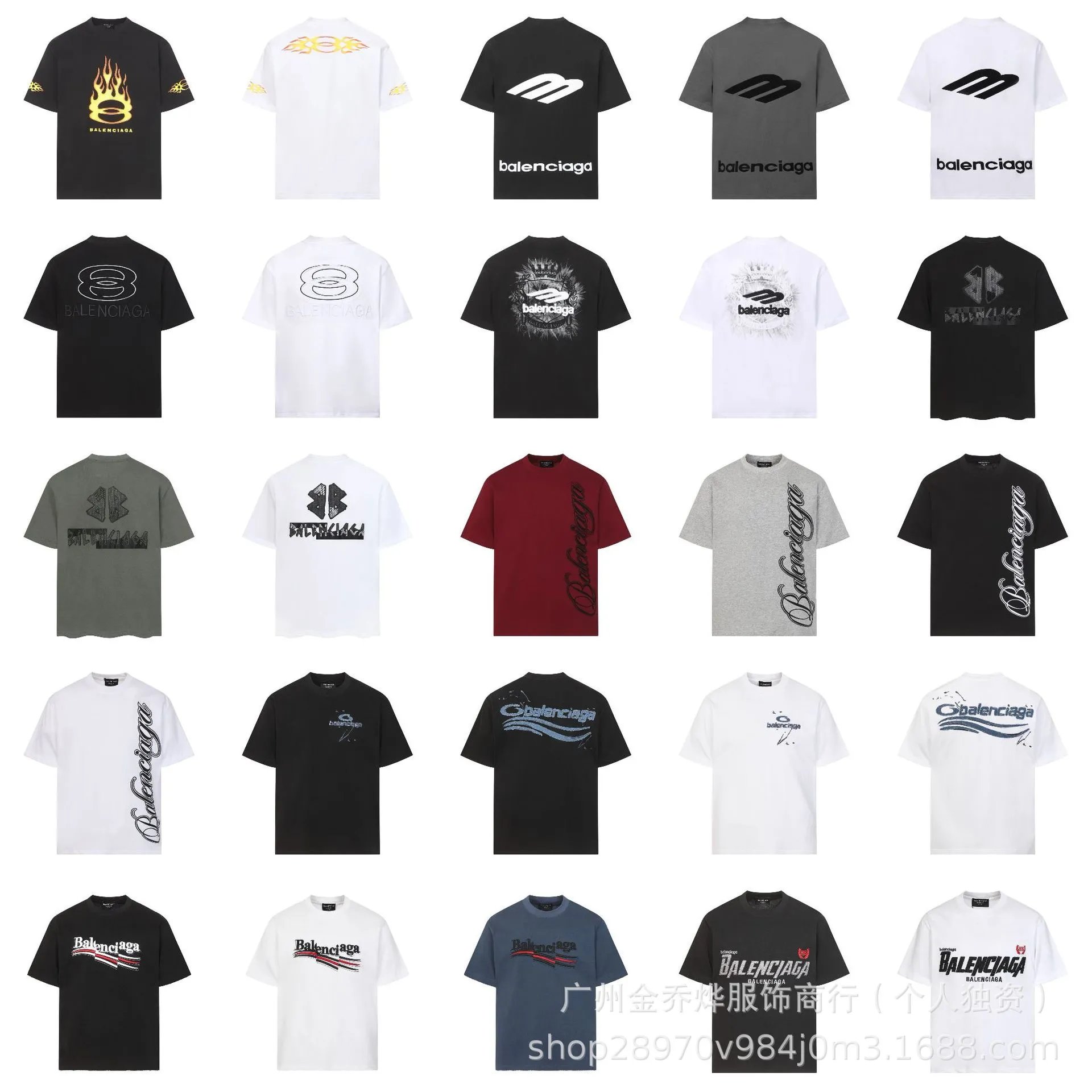 Cross-border High Quality B Brand Washed Embroidered T-Shirt Unisex Casual Fashion Versatile Loose Fit Pure Cotton Short Sleeve