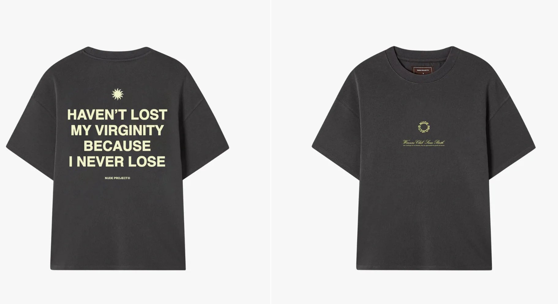 Nude Project T-shirt Haven't Lost My Virginity Print Charcoal