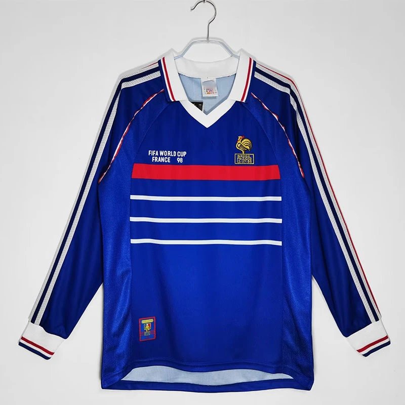 AC Milan 06-07 Retro Long Sleeve T-Shirt — Long-sleeve France home jersey, 1998 World Cup final edition colorway — USFans Spreadsheet photo
