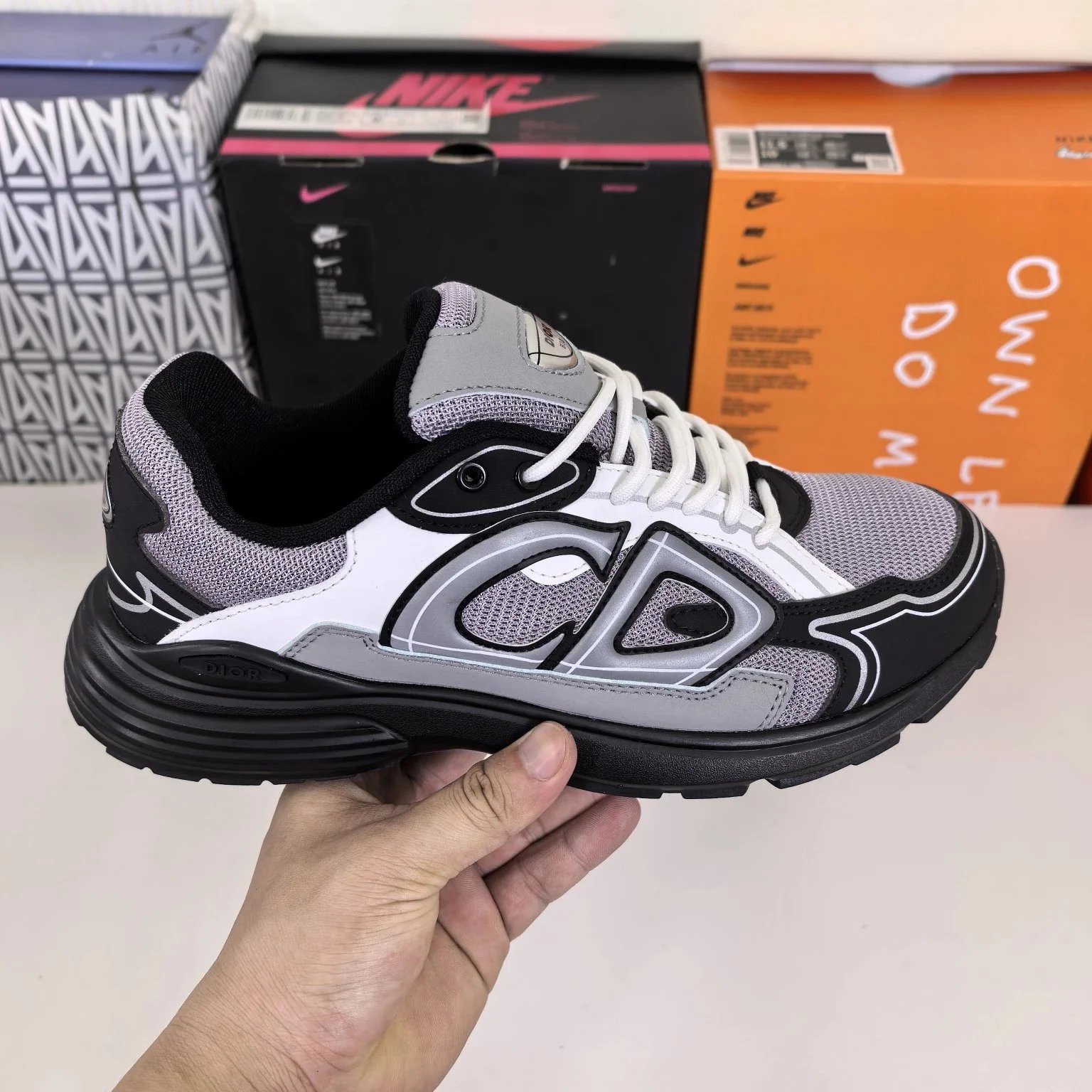 Dior B30 Low White Black 3SN279ZRD-H069