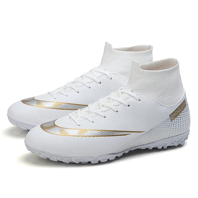 Daoquan Soccer Cleats High White Gold