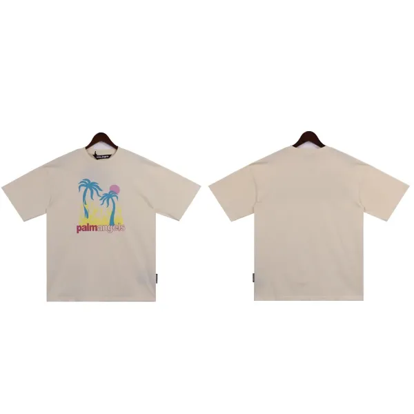 Palm Angels Palm Tree Graphic Beige T-Shirt - 1