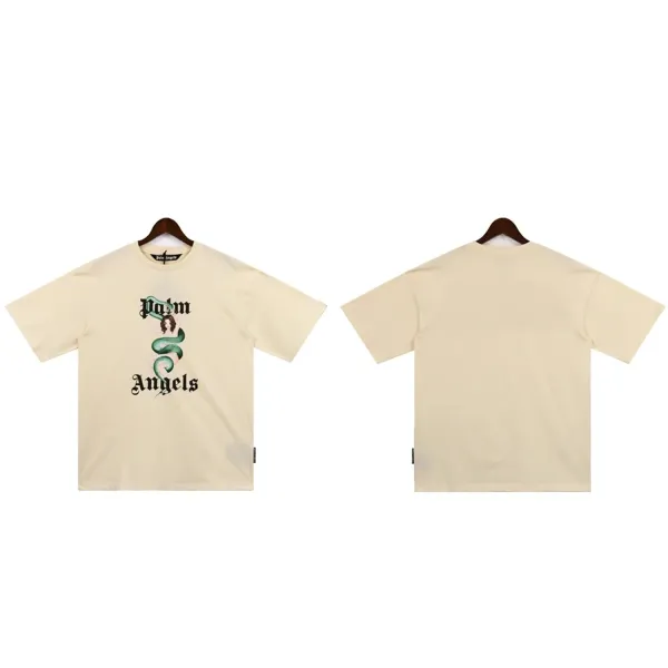 Palm Angels Snake Logo T-Shirt Beige T-Shirt - 1