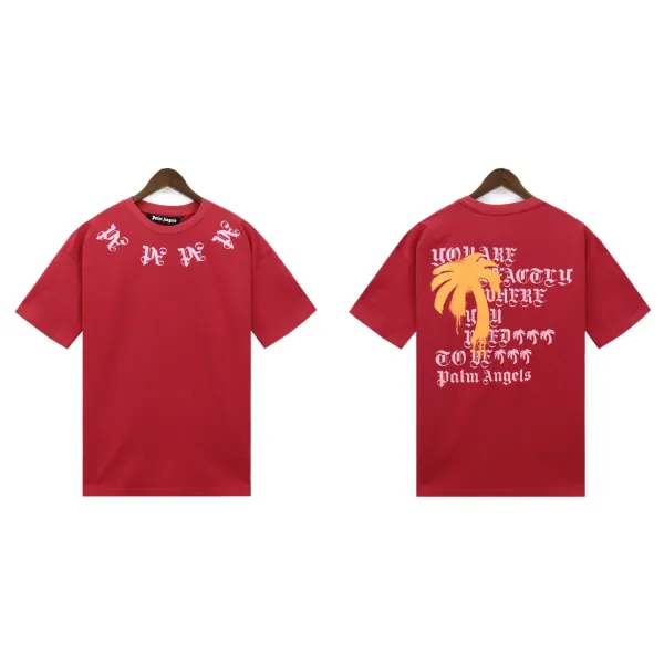 Palm Angels Palm Tree Graphic T-Shirt Red - 1