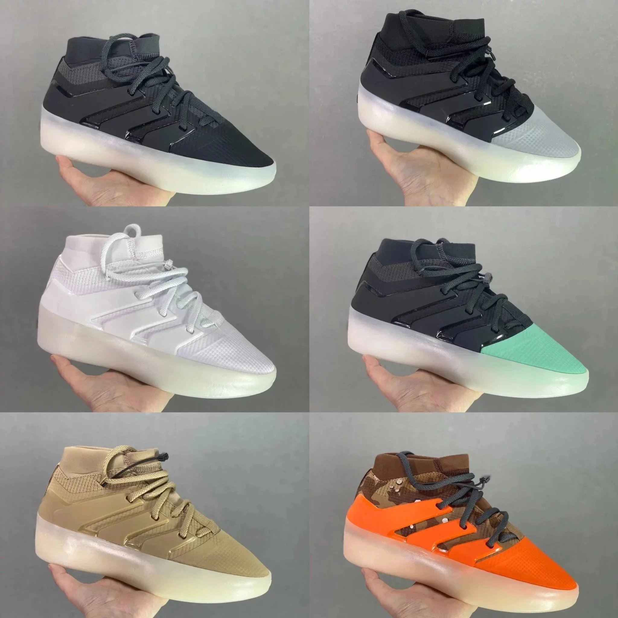 Fear of God x adidas Originals Athletics One Model "Miami" Everyday Versatile Comfortable Durable Mid-Top Casual Sneakers Men's Black Green IF6680