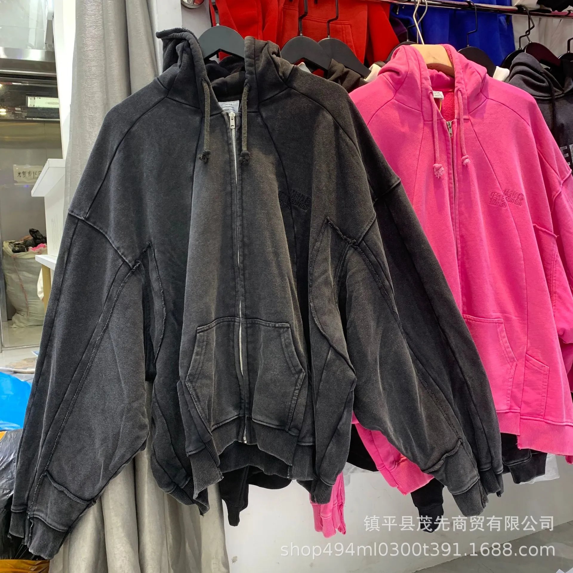 Cross-Border Autumn Winter New Loose Casual Letter Print Zip Jacket Unisex Collection High Street Hoodie Sweatshirt