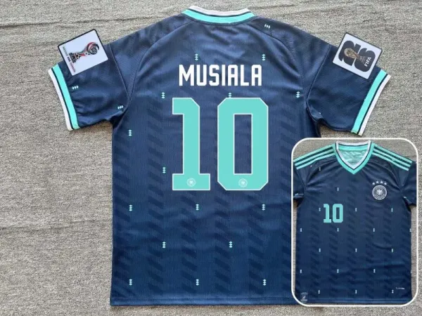 Adidas Germany National Team 2022 World Cup Away Jersey Navy with Mint Accents - 1