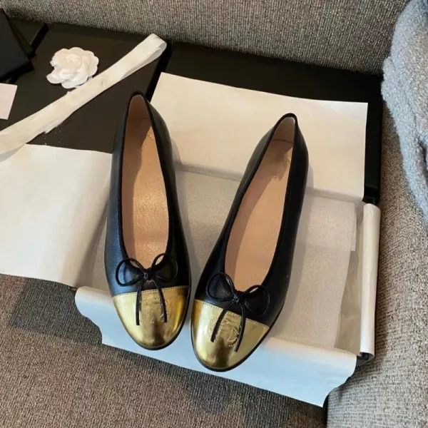 Chanel Ballerina Flats Pink Tweed Bow Flat Shoes Loafers - 5