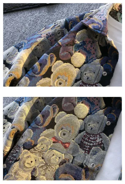 Unbranded Teddy Bear Print Denim Jacket Multicolor Outerwear - 16