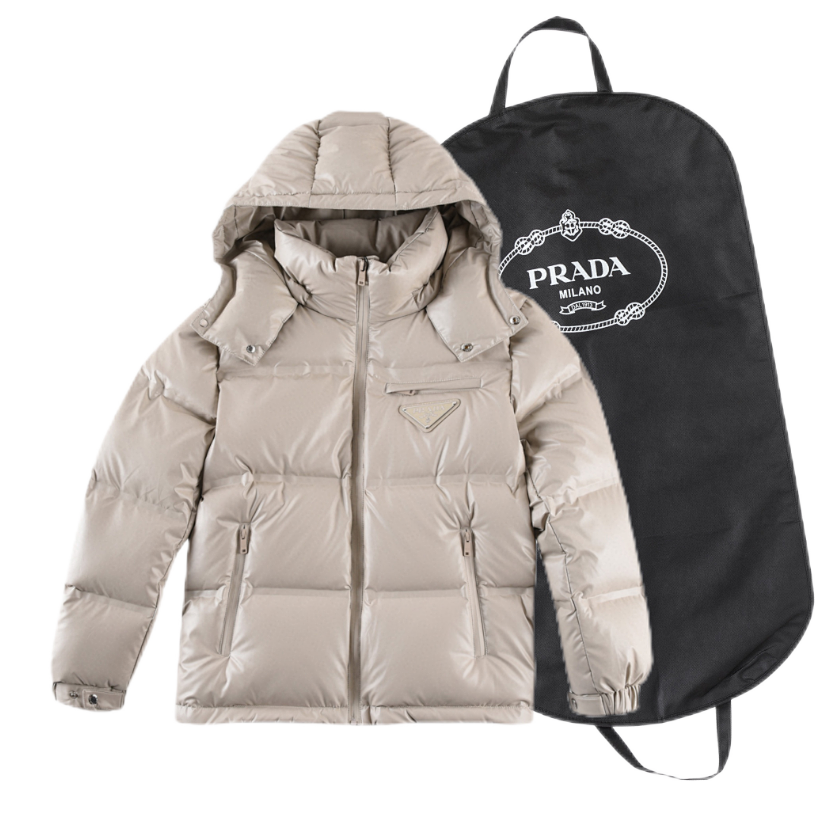 Prada Re-Nylon Down Jacket White with Black Garment Bag product detail 8 in Litbuy spreadsheet finds