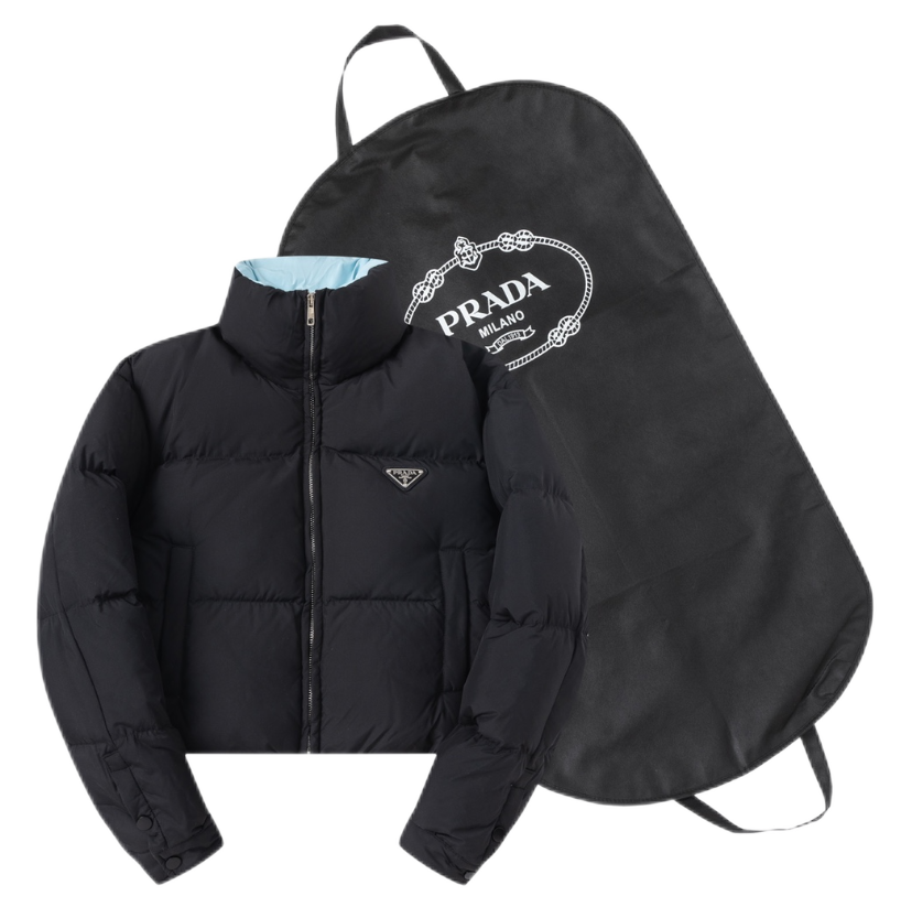 Prada Re-Nylon Cropped Puffer Jacket Black Down Jacket - 4