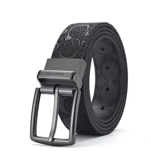 Coach Signature Embossed Leather Belt Black - 1