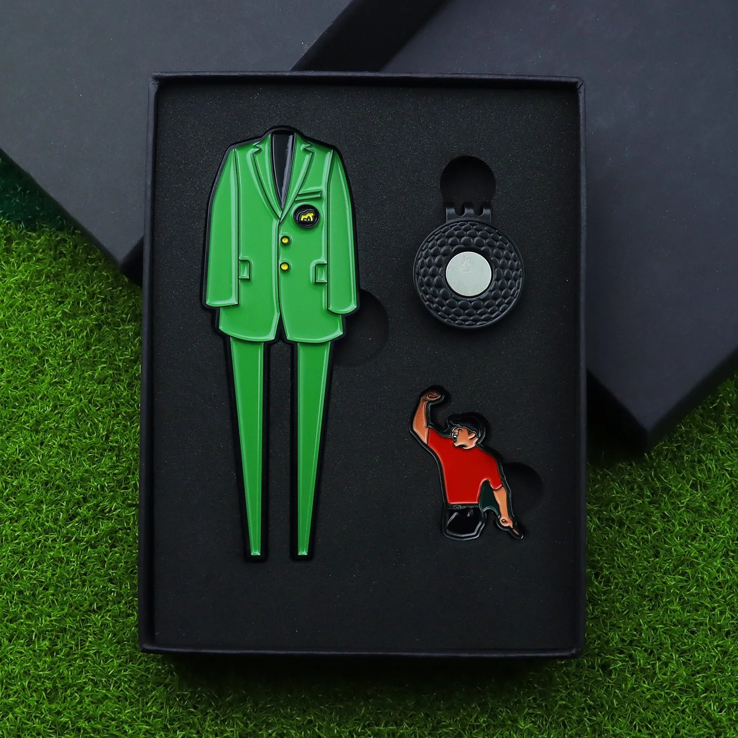 Green Suit Little Red Man Divot Tool Set