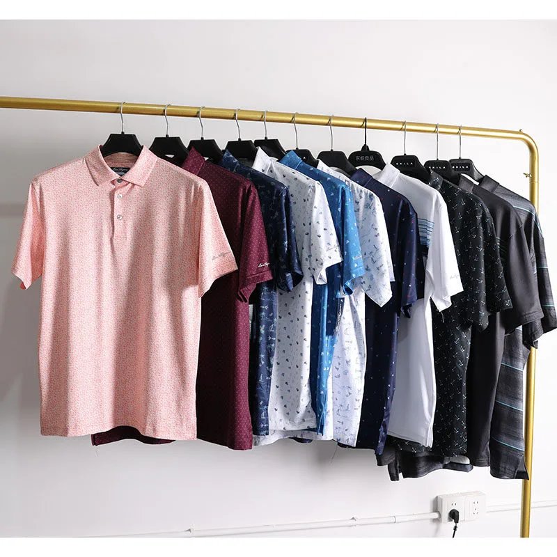Large outdoor golf men's cool and sun resistant short sleeved jersey with stretch, sweat absorbing and quick drying properties