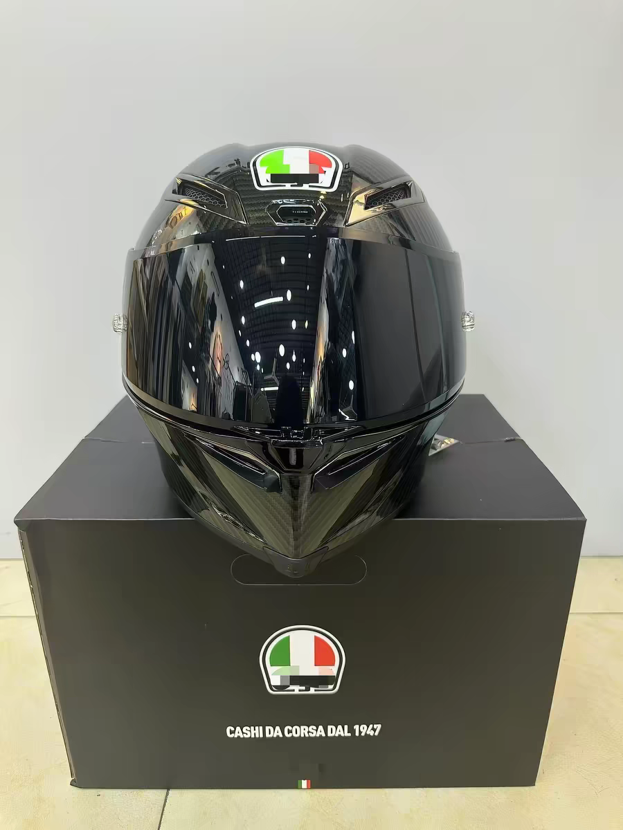 Glossy Black Motorcycle Helmet with Large Tail Spoiler, Unisex All-Season Safety Helmet for Riders