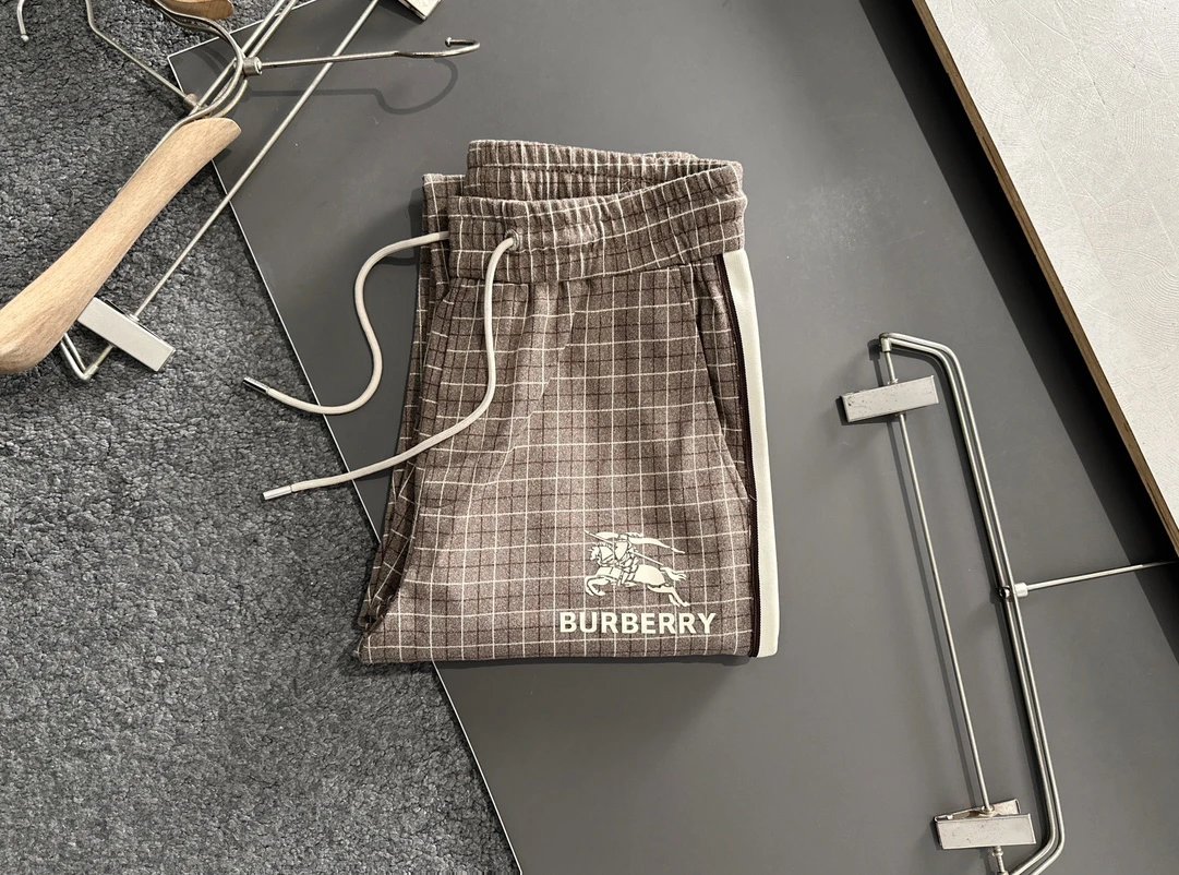 Balenciaga Checkered Casual Pants with Side Stripes