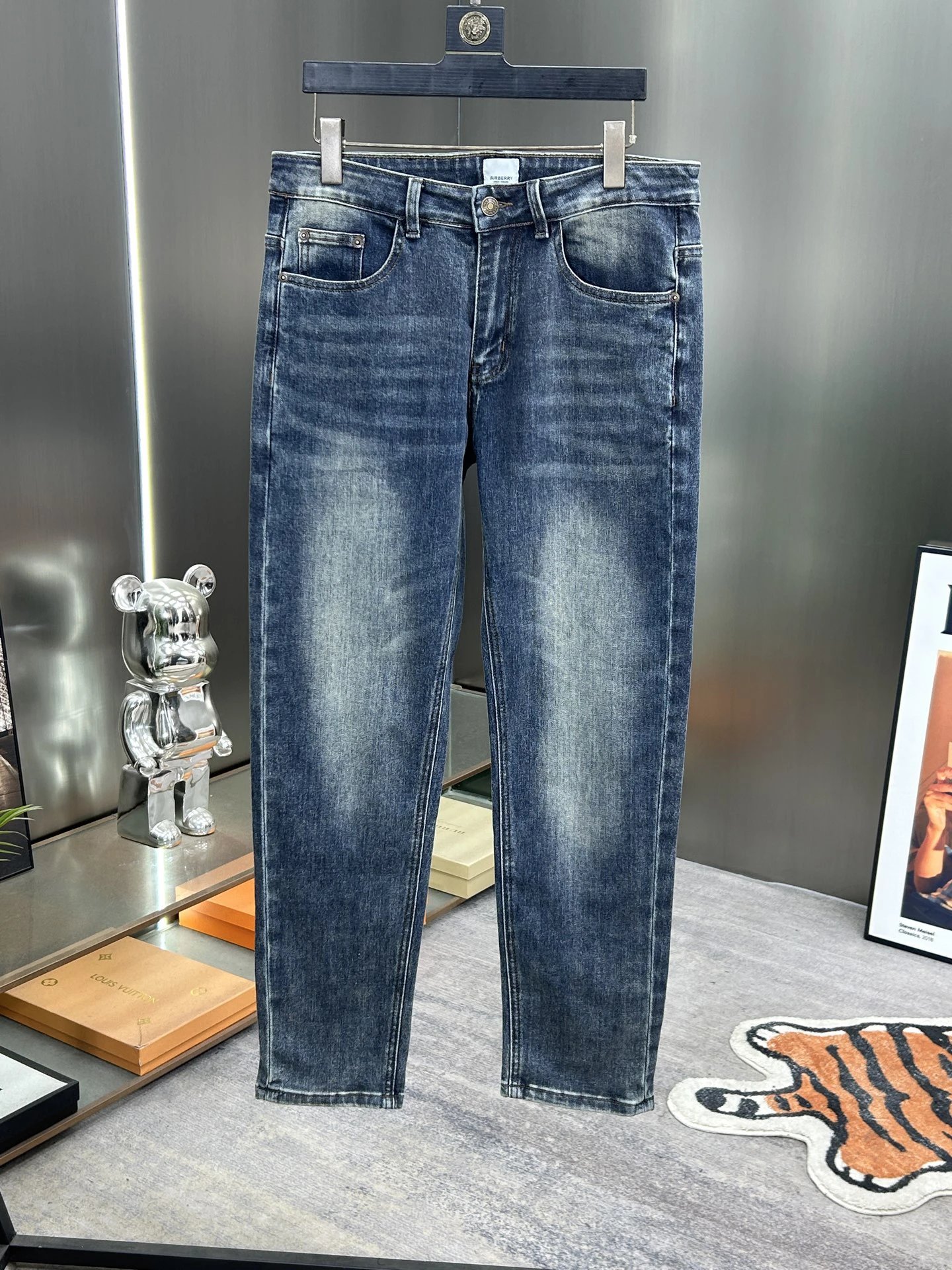 Balenciaga Embroidered Denim Pants Unisex Streetwear Jeans