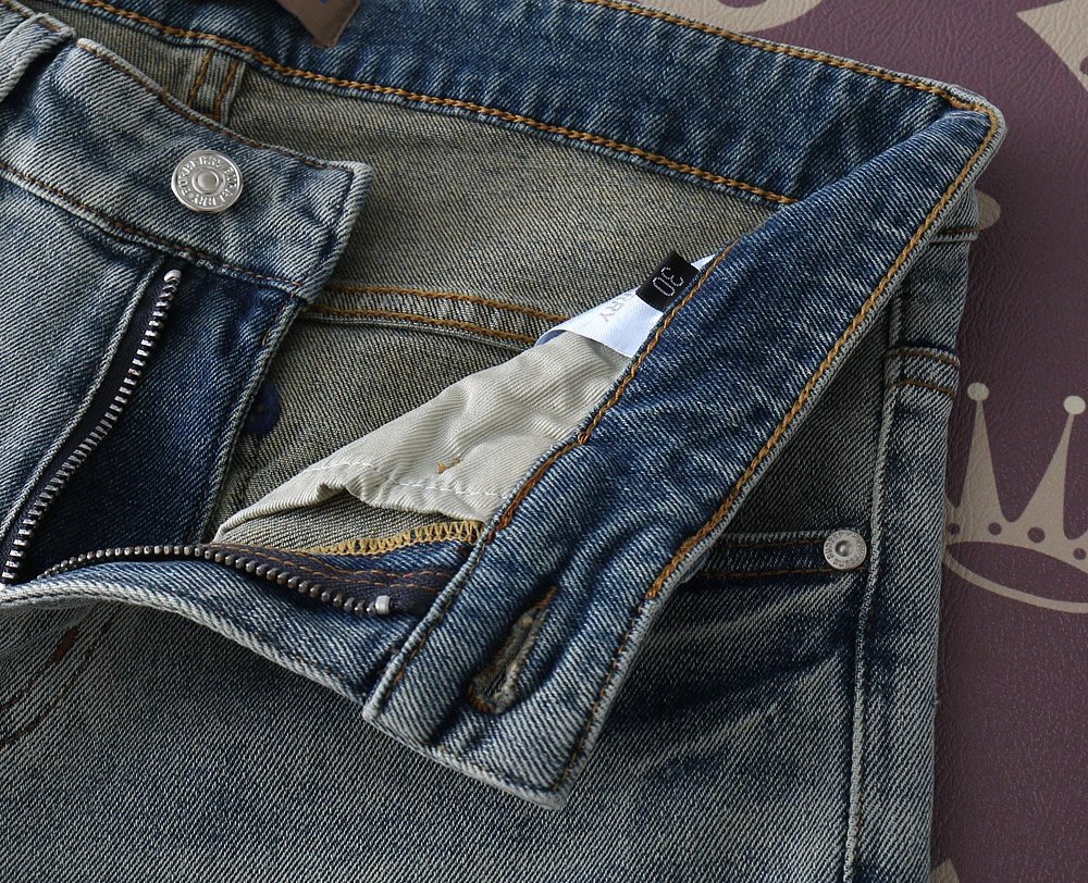 Balenciaga Faded Denim Pants Embroidered Crest Casual Jeans