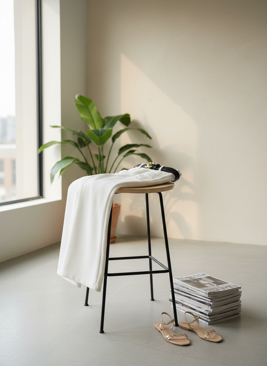 CHANEL White Wide Leg High Waist Pants Women