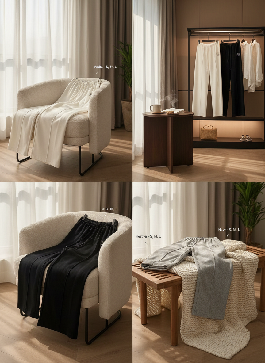 CHANEL Women Wide Leg Cotton Lounge Pants