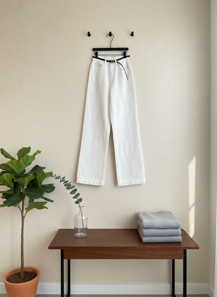 CHANEL Women High Waist White Straight Pants